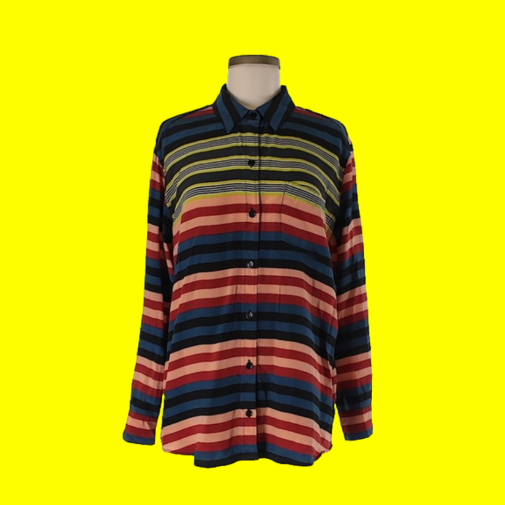 Equipment long sleeve silk button down top sz M